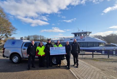 MERT Highland Cheque presentation from Jacobite Loch Ness Cruises